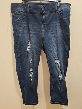 Wallflower Dark Blue Distressed High-Rise Jeans